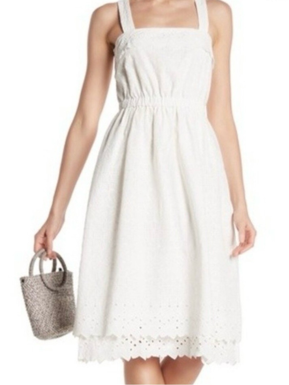 Madewell White Eyelet Sundress with Square Neck